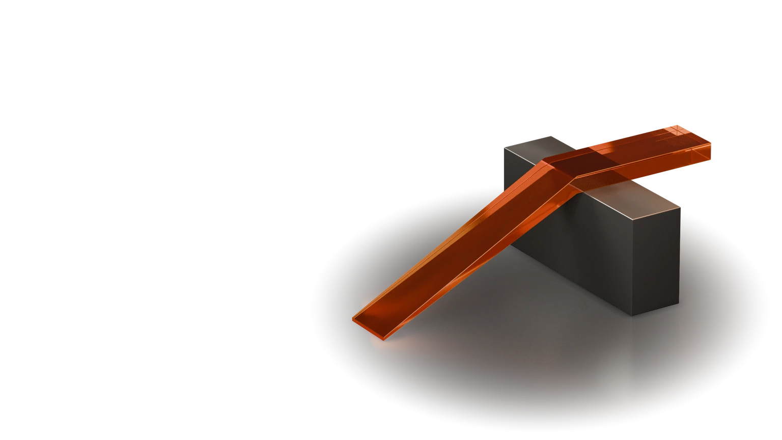 An orange resin ramp forming a shortcut over a graphite wall.